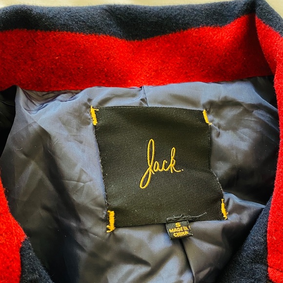 Jack Striped Cropped Rugby Style Double Breasted Pea Coat Rugby Stripes Size S - Picture 11 of 11